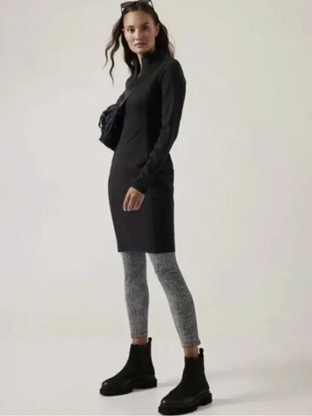 Athleta Delancey Dress Black SZ Small T